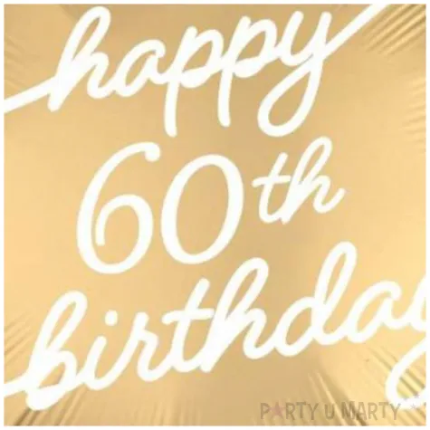 balon foliowy happy 60th birthday glamour dekoracja na 60 urodziny bialo zloty 18 rnd
