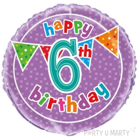 balon foliowy happy 6th birthday unique 18 rnd