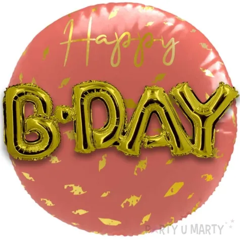 balon foliowy happy b day 3d pomaranczowy folat 22 shp