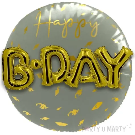 balon foliowy happy b day 3d szary folat 22 shp