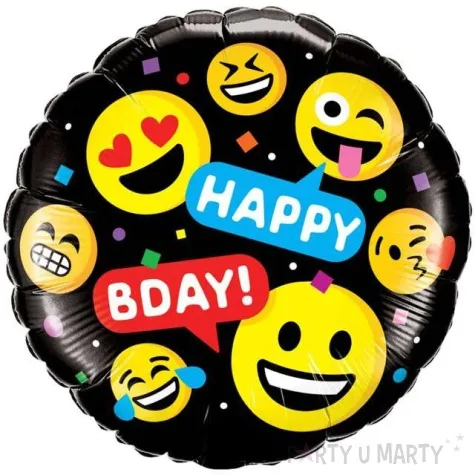 balon foliowy happy bday emotki qualatex 18 rnd