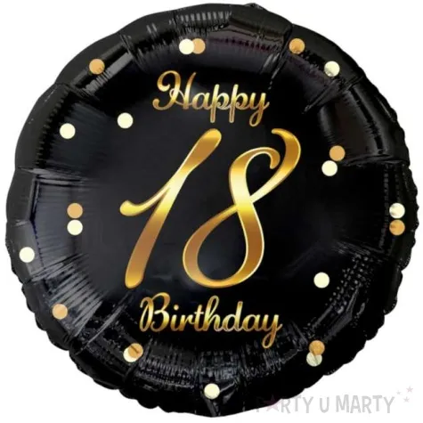balon foliowy happy birthday 18 b c czarno zloty godan 18 rnd