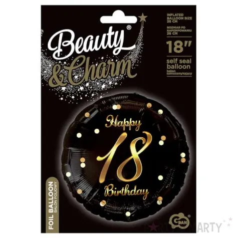 balon foliowy happy birthday 18 b c czarno zloty godan 18 rnd