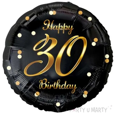 balon foliowy happy birthday 30 b c czarno zloty godan 18 rnd