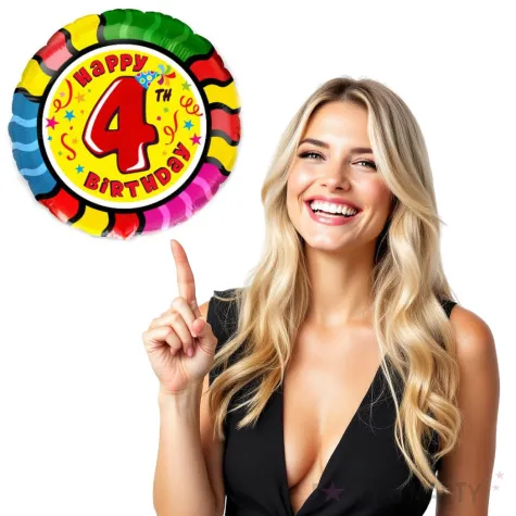 balon foliowy happy birthday 4 urodziny flexmetal 18 rnd