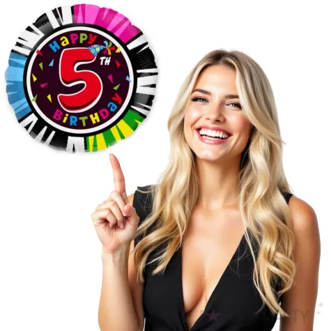 balon foliowy happy birthday 5 urodziny flexmetal 18 rnd