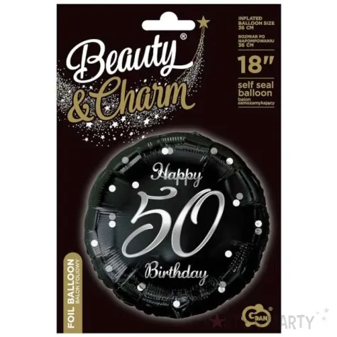 balon foliowy happy birthday 50 b c czarno srebrny godan 18 rnd