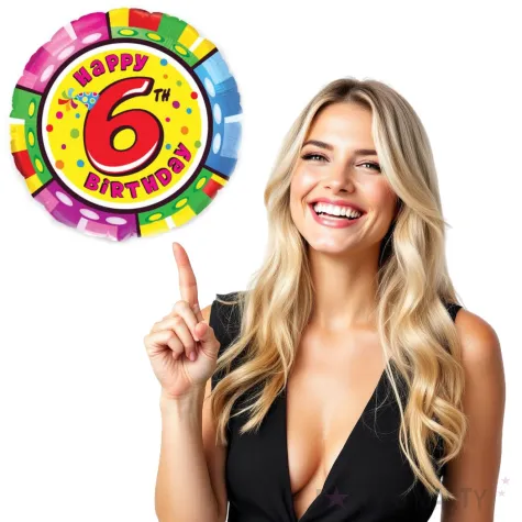 balon foliowy happy birthday 6 urodziny flexmetal 18 rnd