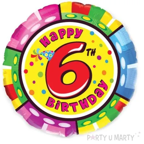 balon foliowy happy birthday 6 urodziny flexmetal 18 rnd