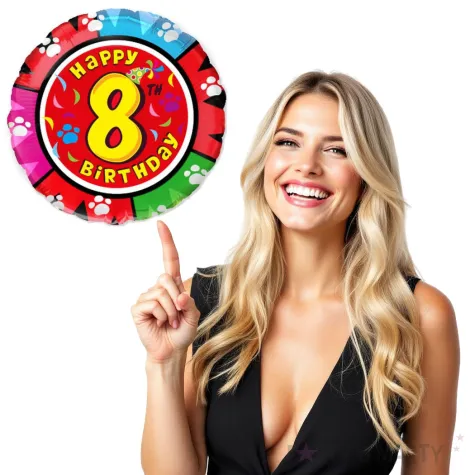 balon foliowy happy birthday 8 urodziny flexmetal 18 rnd