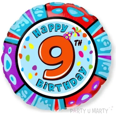 balon foliowy happy birthday 9 urodziny flexmetal 18 rnd
