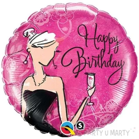 balon foliowy happy birthday black dress qualatex 18 rnd