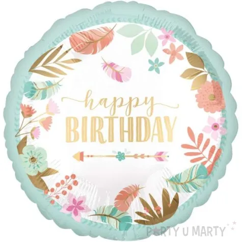 balon foliowy happy birthday boho amscan 18 rnd