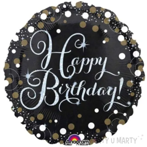 balon foliowy happy birthday czarny amscan 18 rnd