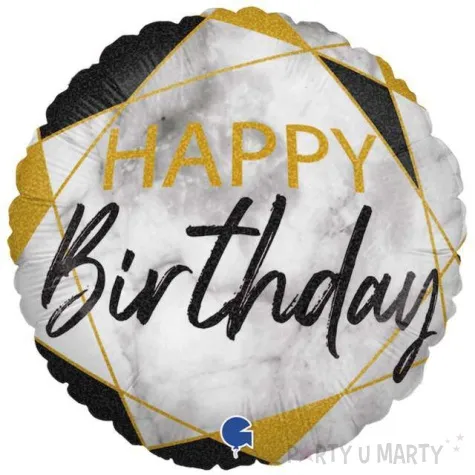 balon foliowy happy birthday czarny grabo 18 rnd