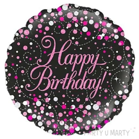 balon foliowy happy birthday czarny holograficzny oaktree 18