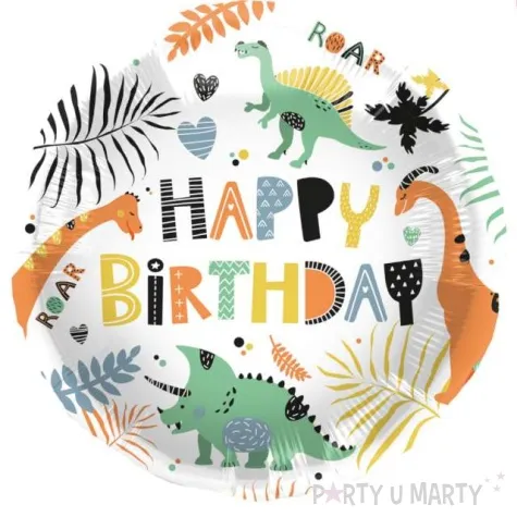balon foliowy happy birthday dinozaury folat 18 rnd