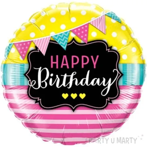 balon foliowy happy birthday girlandy i pasy qualatex 18 rnd