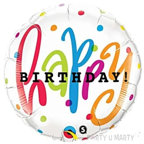 balon foliowy happy birthday groszki qualatex 18 rnd