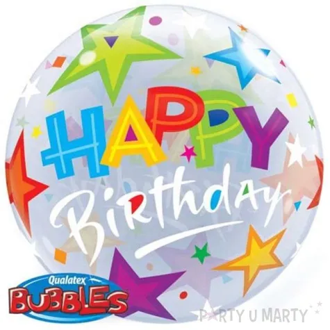 balon foliowy happy birthday gwiazdki qualatex bubbles 22 orb