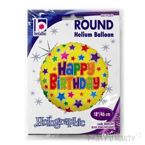 balon foliowy happy birthday gwiazdki zolty betallic 18 cir