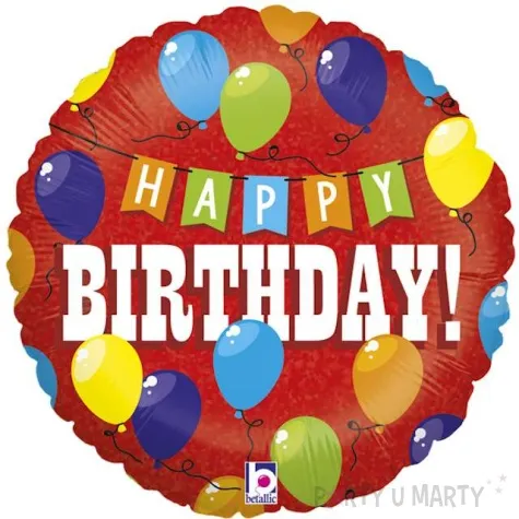balon foliowy happy birthday holo czerwony grabo 18 rnd