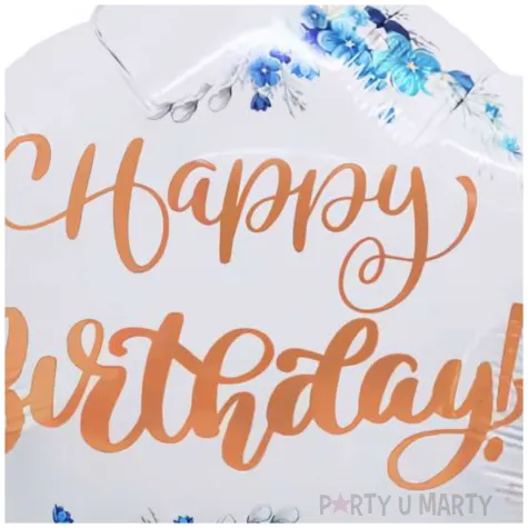 balon foliowy happy birthday i niebieskie kwiaty bialy jix 18 str
