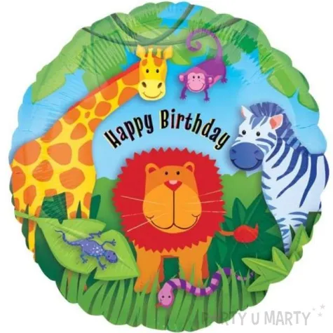 balon foliowy happy birthday jungle amscan 18 rnd
