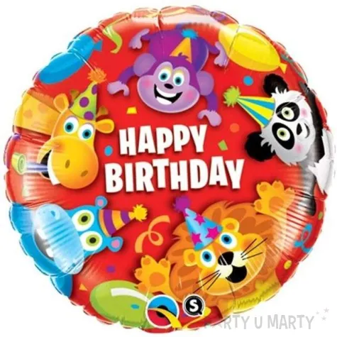 balon foliowy happy birthday jungle party qualatex 18 rnd