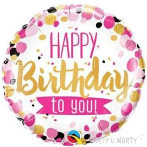 balon foliowy happy birthday kolorowe kropki qualatex 18 rnd