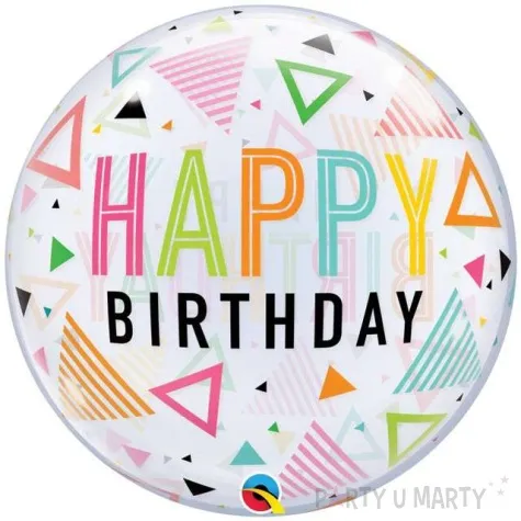 balon foliowy happy birthday kolorowe trojkaty qualatex 22 orb