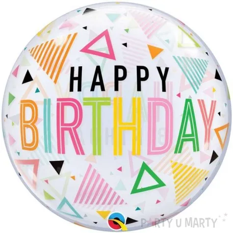 balon foliowy happy birthday kolorowe trojkaty qualatex 22 orb