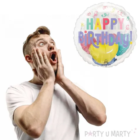 balon foliowy happy birthday konfetti dekoracja na urodziny amscan 20 rnd