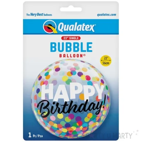 balon foliowy happy birthday konfetti qualatex bubble 22 orb