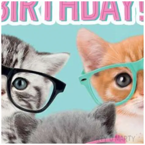 balon foliowy happy birthday koty w okularach qualatex 18 rnd