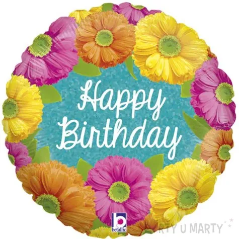 balon foliowy happy birthday kwiaty grabo 18 rnd