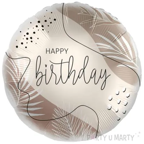 balon foliowy happy birthday liscie kremowy premioloon 18 rnd