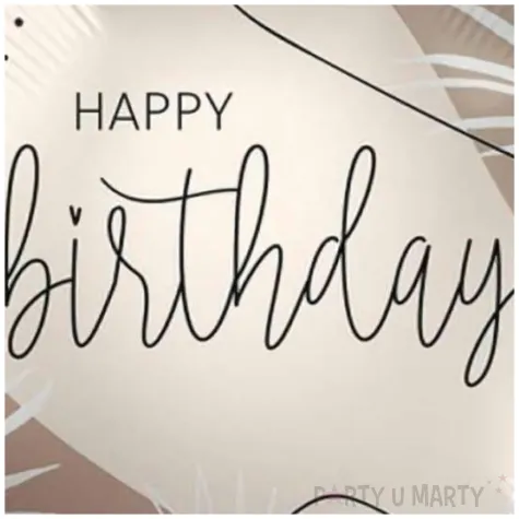 balon foliowy happy birthday liscie kremowy premioloon 18 rnd