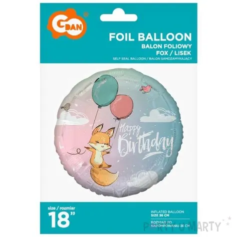 balon foliowy happy birthday lisek godan 18 rnd