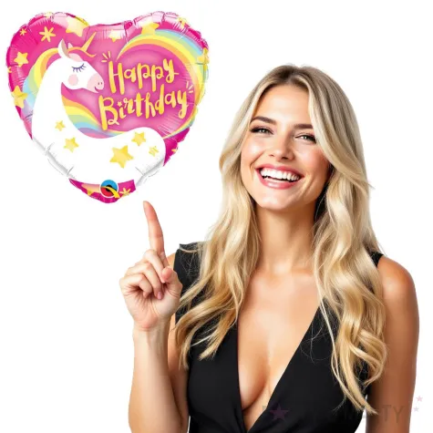 balon foliowy happy birthday magiczny jednorozec qualatex 9 hrt