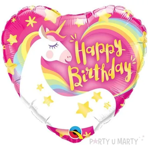 balon foliowy happy birthday magiczny jednorozec qualatex 9 hrt