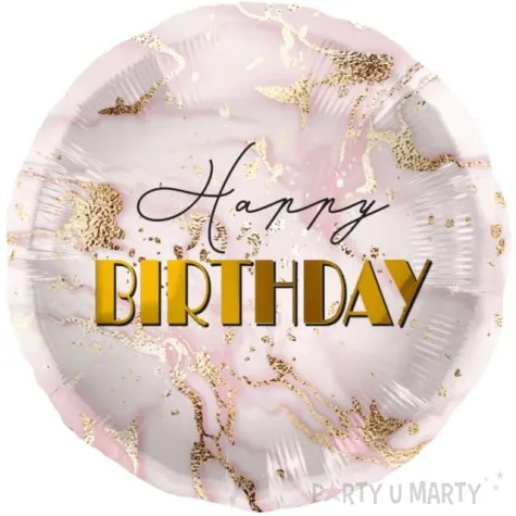 balon foliowy happy birthday marmur rozowo zloty folat 18 rnd