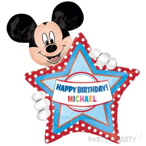 balon foliowy happy birthday mickey naklejki na imie amscan 30 shp