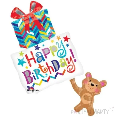 balon foliowy happy birthday misiowy prezent amscan 13 shp