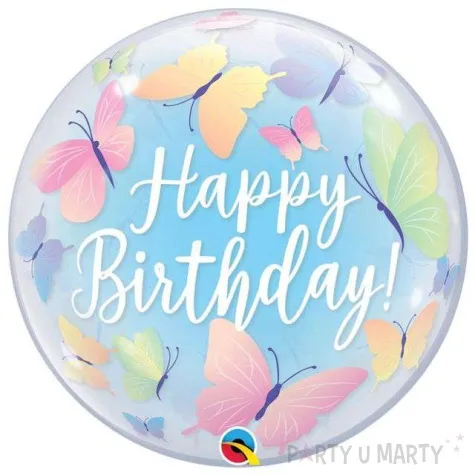 balon foliowy happy birthday motylki qualatex bubbles 22 orb