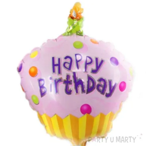 balon foliowy happy birthday muffin rozowy oem 14 shp