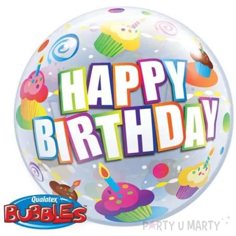 balon foliowy happy birthday muffinki qualatex bubbles 22 orb