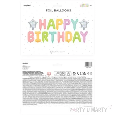 balon foliowy happy birthday napis partydeco 14 ltr