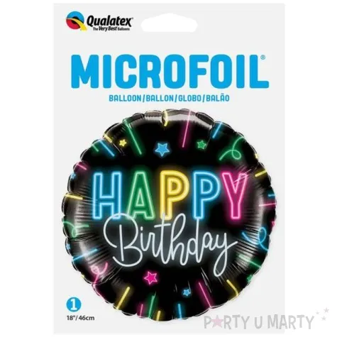 balon foliowy happy birthday neon czarny qualatex 18 rnd
