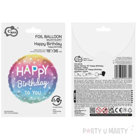 balon foliowy happy birthday ombre godan 18 rnd